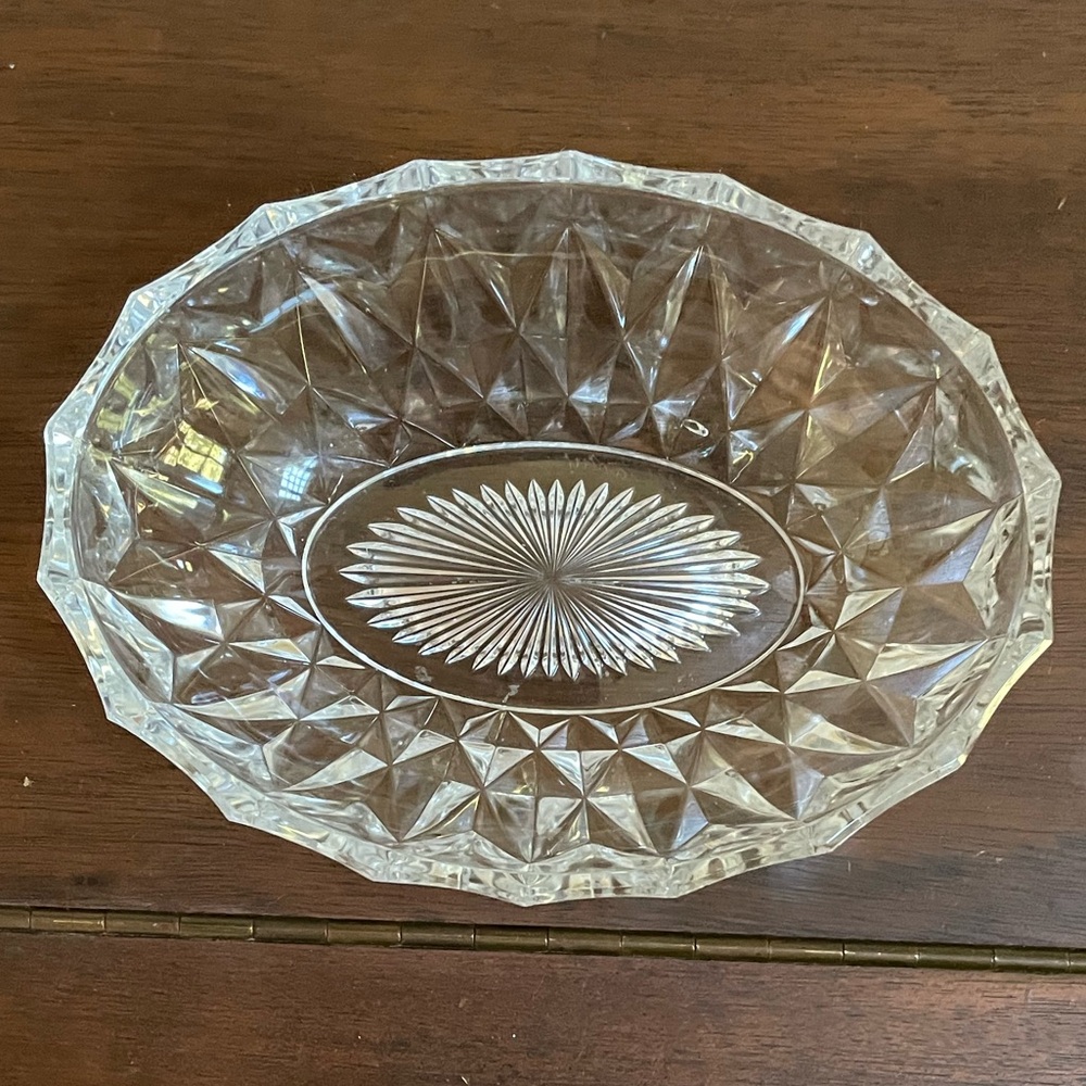 Val St. Lambert Oval Crystal Dish